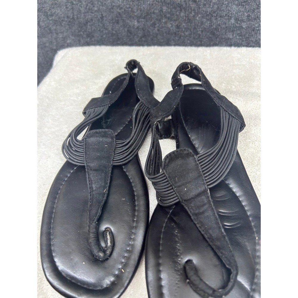 Rouge Helium Black Multi Strap Elastic Thong Slingback Flat Sandals Size 11